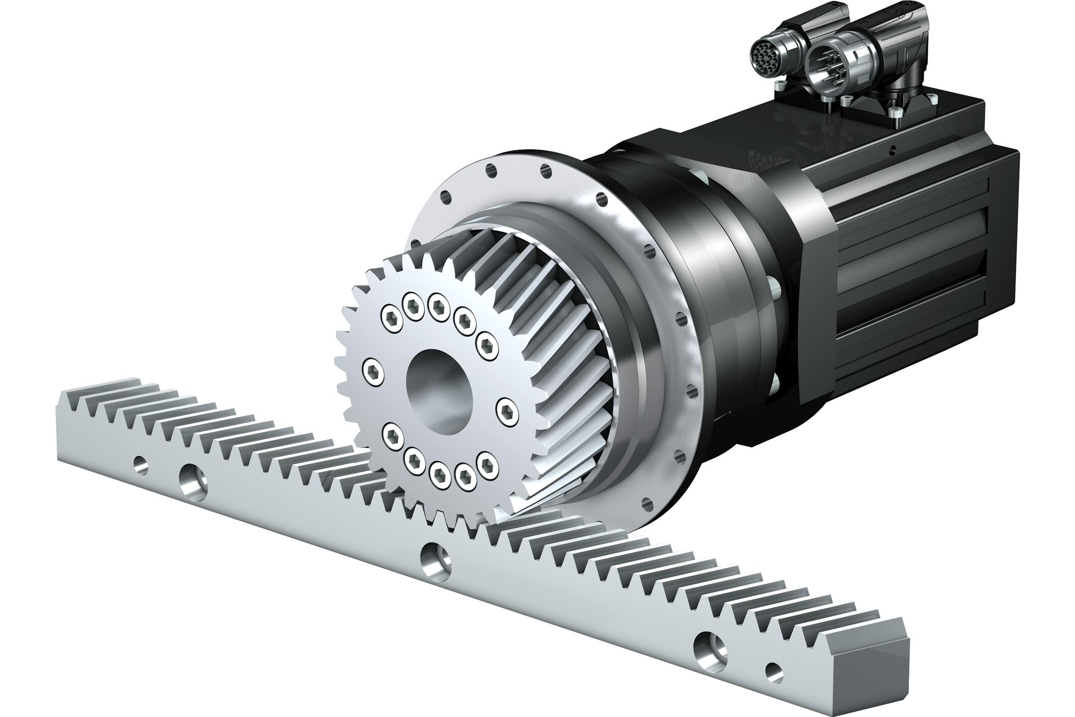 geared motor with zr rack and pinion